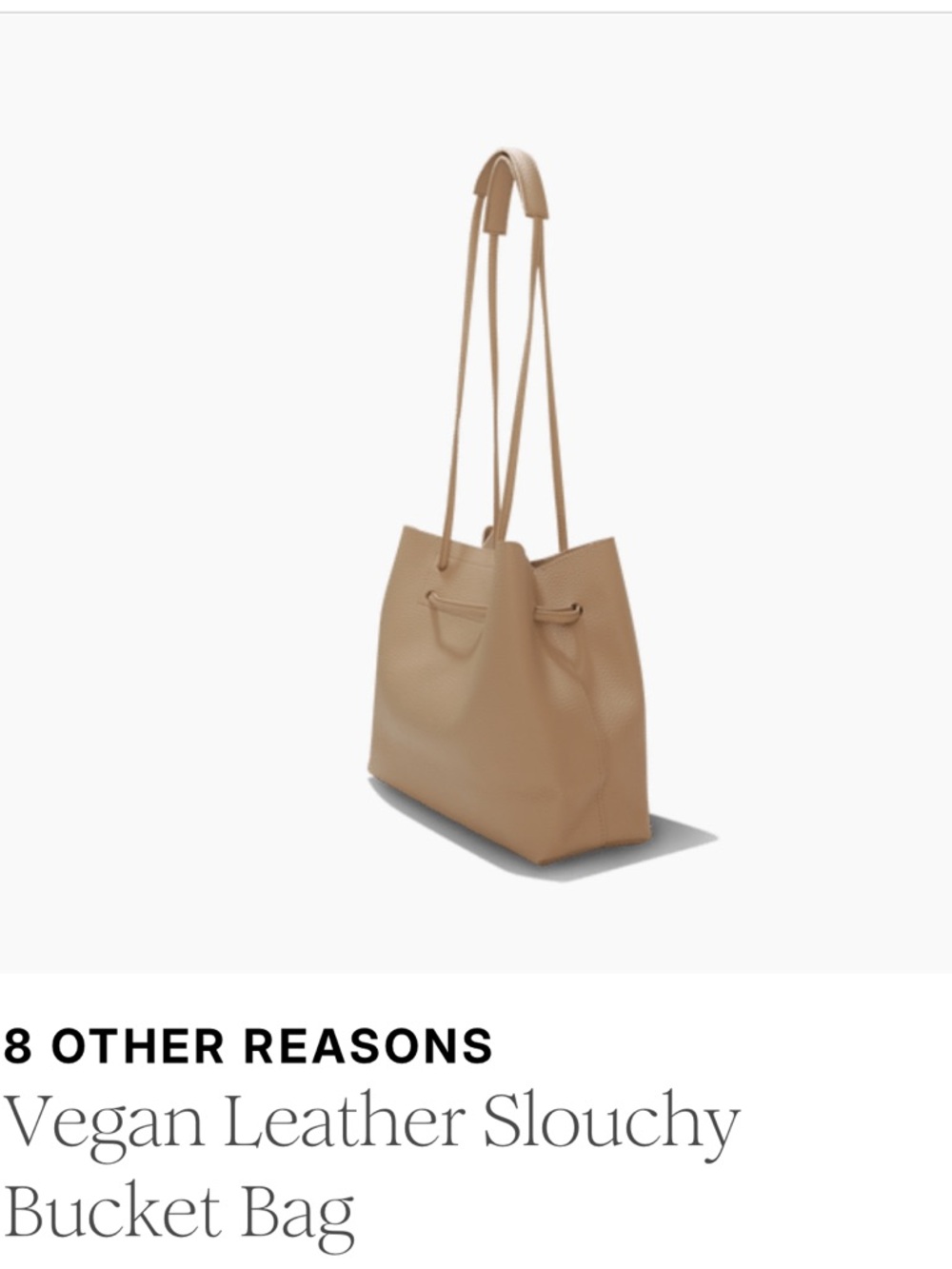 8 Other Reasons Vegan Leather Slouchy Bucket Bag - Tan/Beige NWT